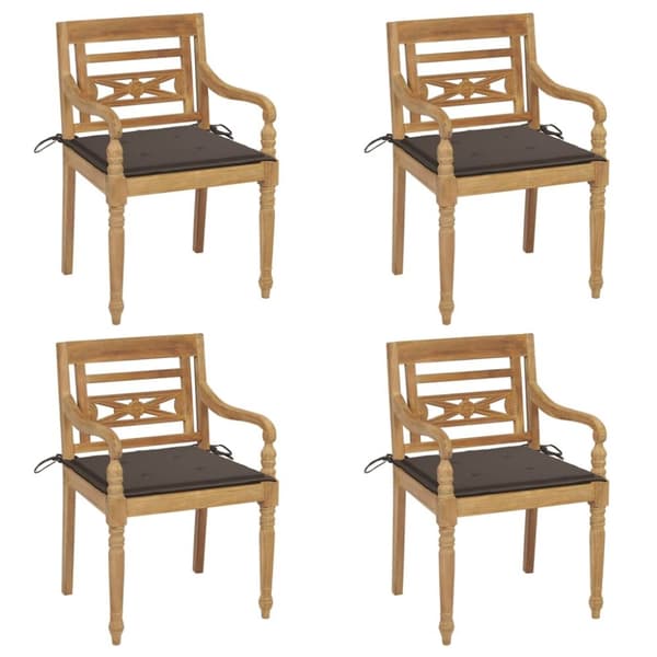 Bataviastolar med dynor 4 st massiv teak