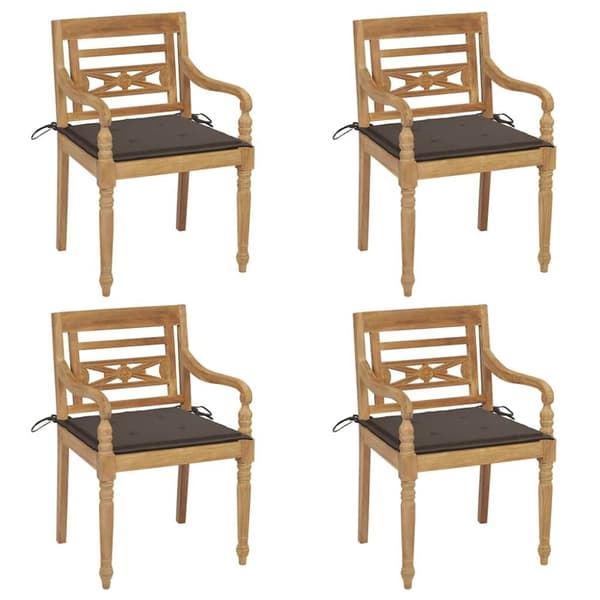 Bataviastolar med dynor 4 st massiv teak
