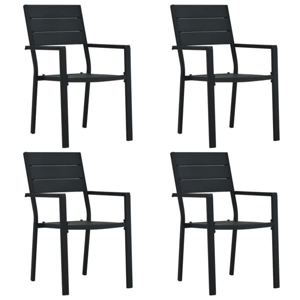 Trädgårdsstolar 4 st svart HDPE träutseende
