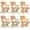 Miniatyrbild 2 av 2: Hopfällbara trädgårdsstolar 6 st 55x61x90 cm massiv teak