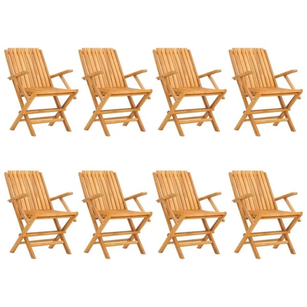 Hopfällbara trädgårdsstolar 8 st 61x67x90 cm massiv teak