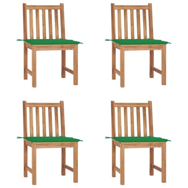 Trädgårdsstolar 4 st med dynor massiv teak