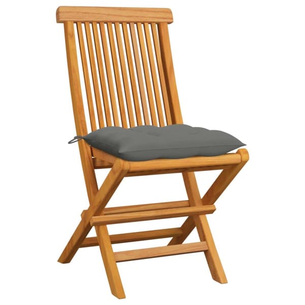 Trädgårdsstolar 6 st med gråa dynor massiv teak