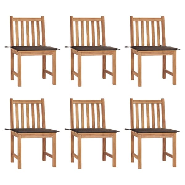Trädgårdsstolar 6 st med dynor massiv teak