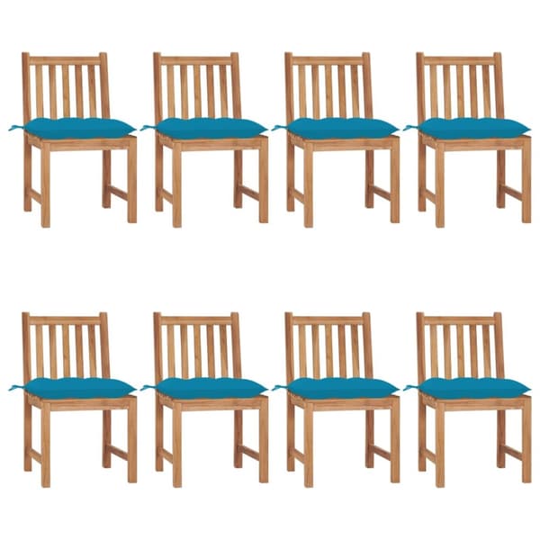 Trädgårdsstolar 8 st med dynor massiv teak