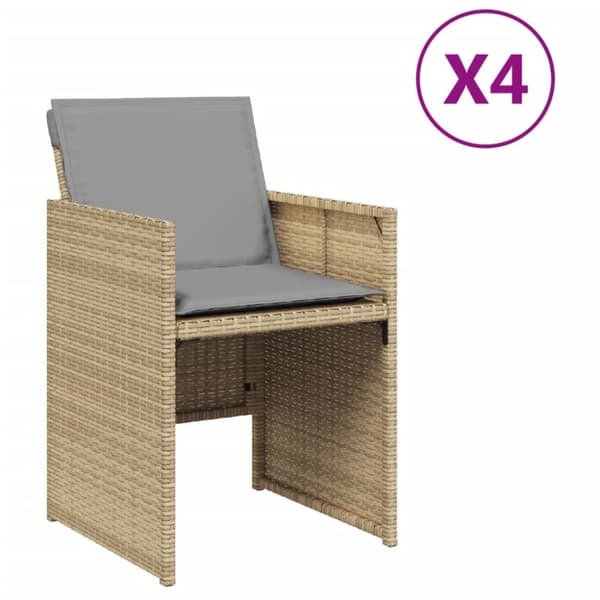 Trädgårdsstolar med dynor 4 st blandad beige konstrotting