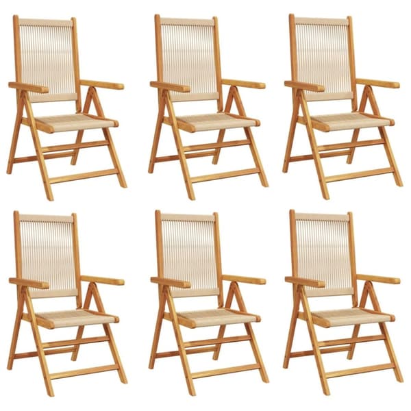 Justerbara trädgårdsstolar 6 st beige massivt akaciaträ
