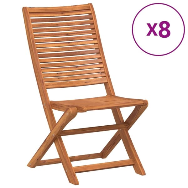 Hopfällbara trädgårdsstolar 8 st 51x66x95 cm massivt akaciaträ
