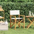 Miniatyrbild 1 av 2: Hopfällbar regissörsstol gräddvit massiv teak