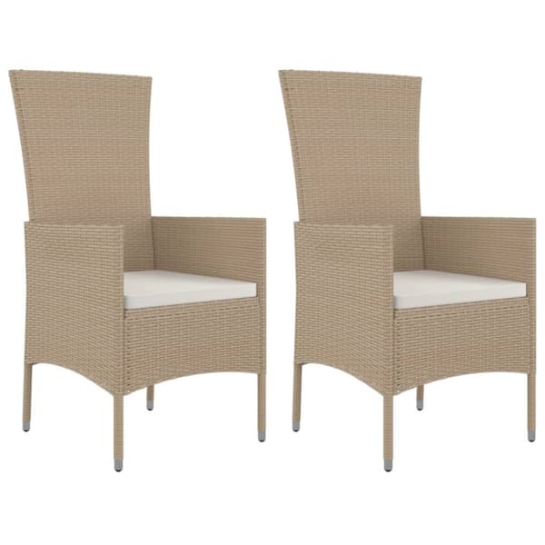 Trädgårdsstolar med dynor 2 st konstrotting beige
