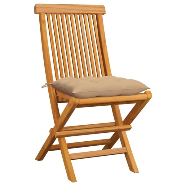 Trädgårdsstolar med beige dynor 6 st massiv teak