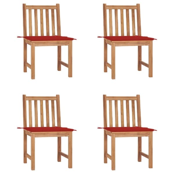Trädgårdsstolar 4 st med dynor massiv teak