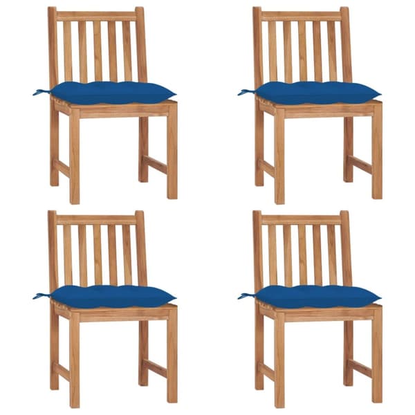 Trädgårdsstolar 4 st med dynor massiv teak