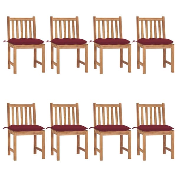 Trädgårdsstolar 8 st med dynor massiv teak