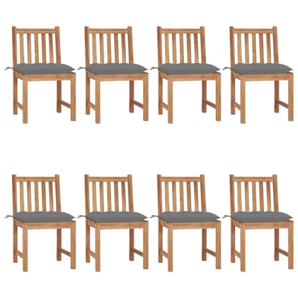 Trädgårdsstolar 8 st med dynor massiv teak