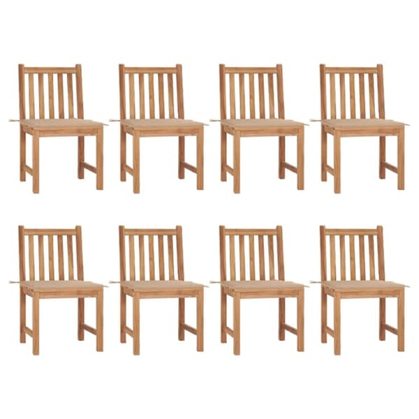 Trädgårdsstolar 8 st med dynor massiv teak