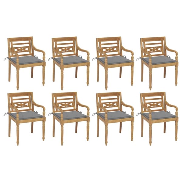 Bataviastolar med dynor 8 st massiv teak