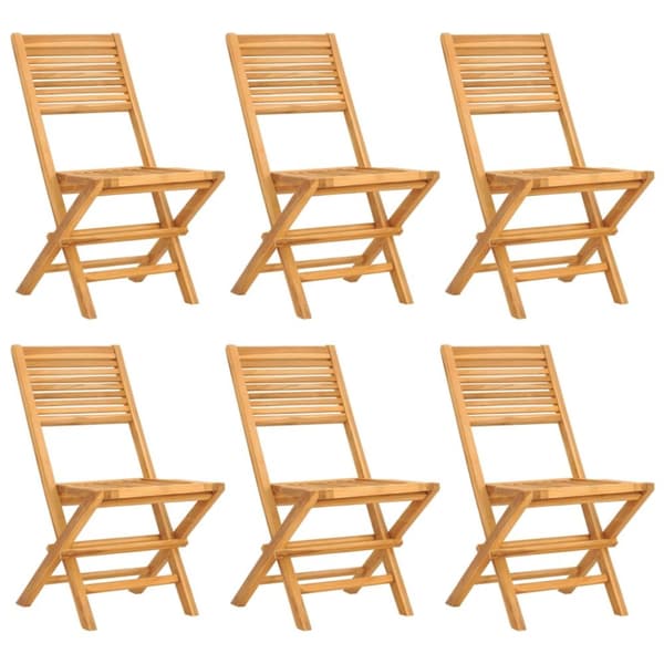 Hopfällbara trädgårdsstolar 6 st 47x62x90 cm massiv teak