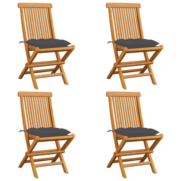 Trädgårdsstolar med antracita dynor 4 st massiv teak