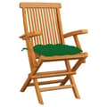 Miniatyrbild 2 av 2: Trädgårdsstolar med gröna dynor 3 st massiv teak