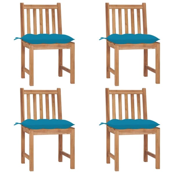 Trädgårdsstolar 4 st med dynor massiv teak