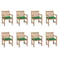 Miniatyrbild 1 av 2: Trädgårdsstolar 8 st med gröna dynor massiv teak