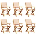 Miniatyrbild 2 av 2: Hopfällbara trädgårdsstolar 6 st beige tyg och massivt trä