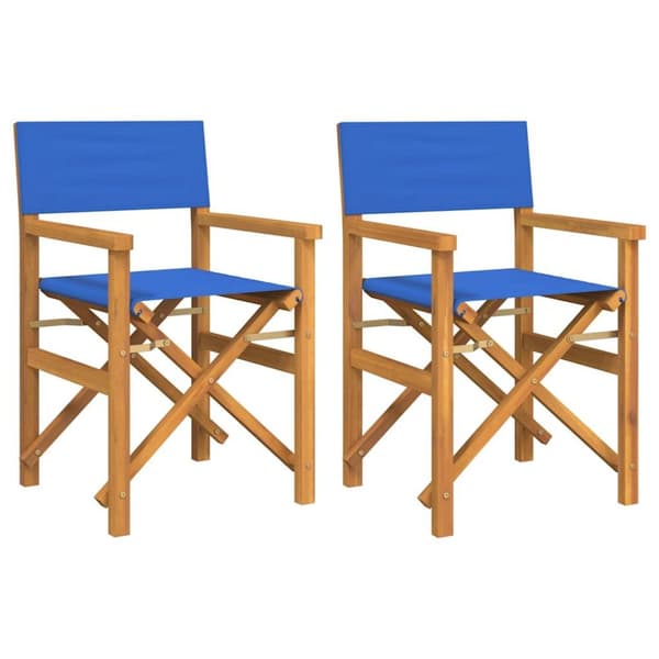 Regissörsstolar 2 st blå massiv teak