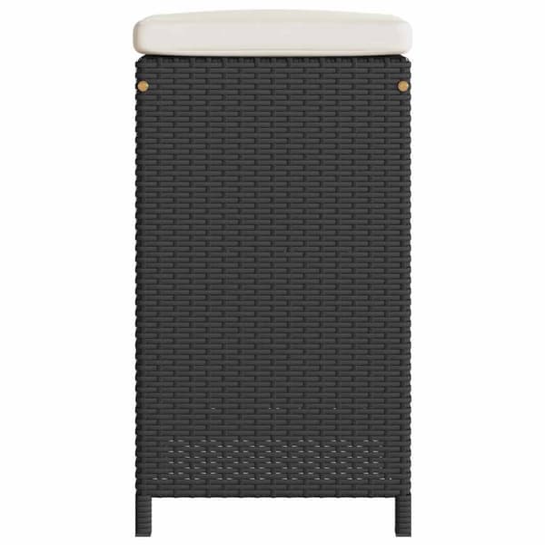barstole til haven med hynder 6 stk. polyrattan sort