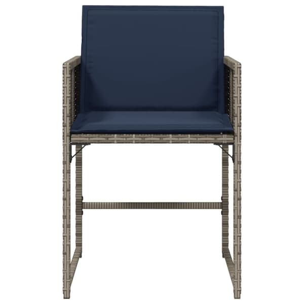 havestole med hynder 4 stk. polyrattan grå