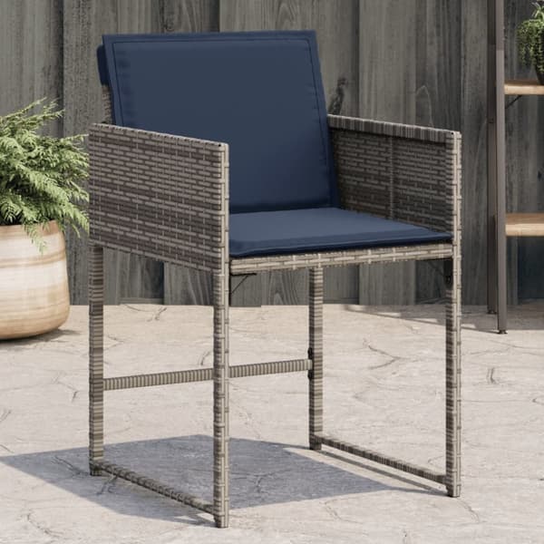 havestole med hynder 4 stk. polyrattan grå