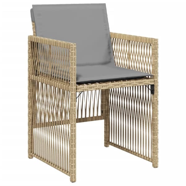 havestole 4 stk. med hynder polyrattan blandet beige