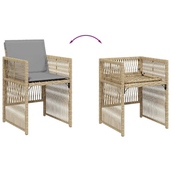 havestole 4 stk. med hynder polyrattan blandet beige