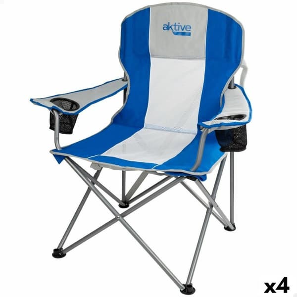 Sammenklappelig campingstol Aktive Blå Grå 57 x 97 x 60 cm (4 enheder)