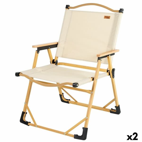 Sammenklappelig campingstol Aktive Sabana Jord 47 x 77 x 51 cm (2 enheder)