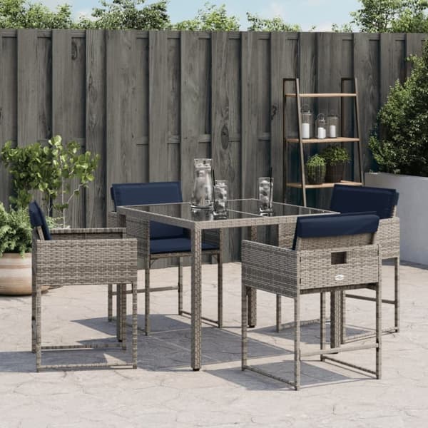 vidaXL havestole med hynder 4 stk. polyrattan grå