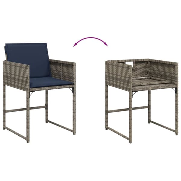 vidaXL havestole med hynder 4 stk. polyrattan grå