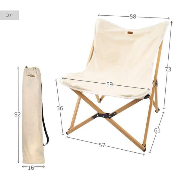 Sammenklappelig campingstol Aktive Jord 58 x 73 x 61 cm (2 enheder)