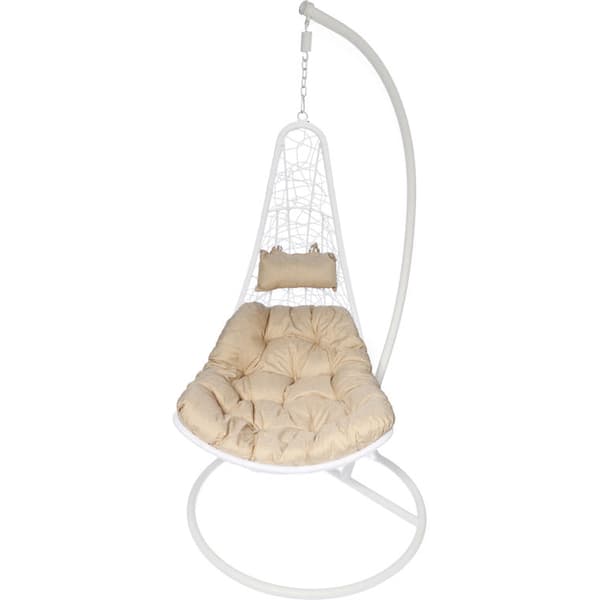 Snygg Cocoon Cream Garden gungstol F-05 med stålram och kuddar