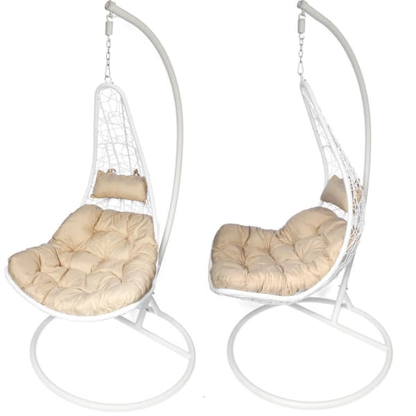 Snygg Cocoon Cream Garden gungstol F-05 med stålram och kuddar