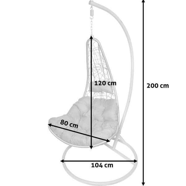 Mukava riipputuoli terassille tai puutarhaan F-05 Grey tyynyillä
