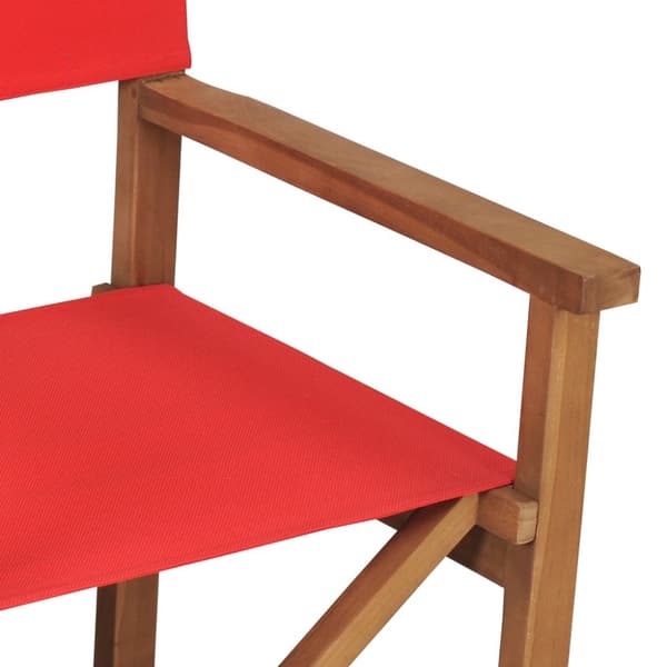 Hopfällbara regissörsstolar 2 st massiv teak röd