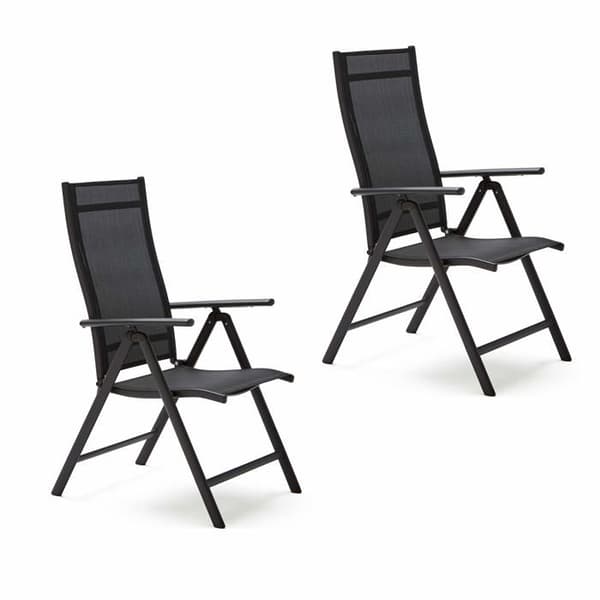 Kitgarden - 1 - KG - Set med 2 fällbara fåtöljer med flera lägen Terrass/trädgård, Svart, Lax
