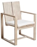 Miniatyrbilde 4 av 11: Sett med 6 utendørs spisestoler Lyst akasietre Off-white sitteputer Armlener Rustikk stil Hagestoler