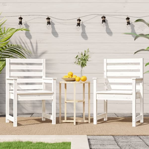 Trädgårdsstolar 2 st vit 60x48x91 cm massiv furu
