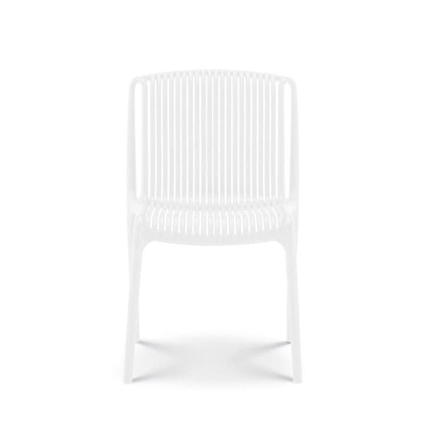 Kosmi - 4-pack av vita trädgårds- eller terrassstolar i polypropylenresin