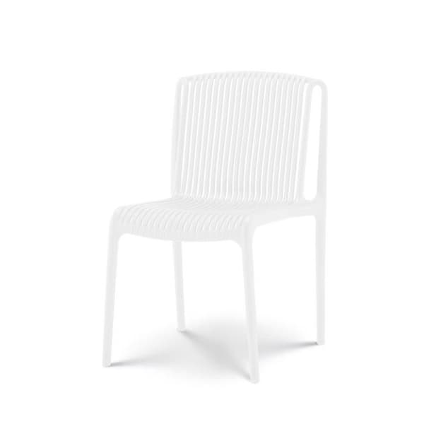Kosmi - 4-pack av vita trädgårds- eller terrassstolar i polypropylenresin
