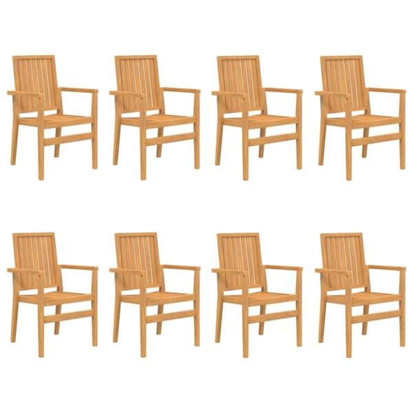 Stapelbara trädgårdsstolar 8 st 56,5x57,5x91 cm massiv teak