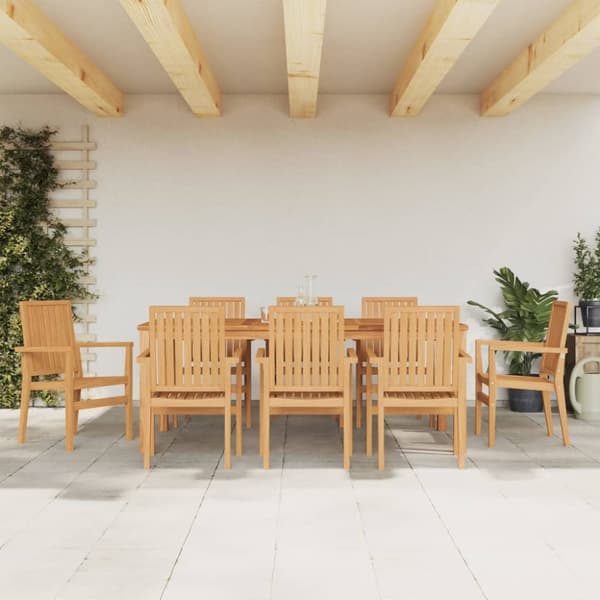Stapelbara trädgårdsstolar 8 st 56,5x57,5x91 cm massiv teak