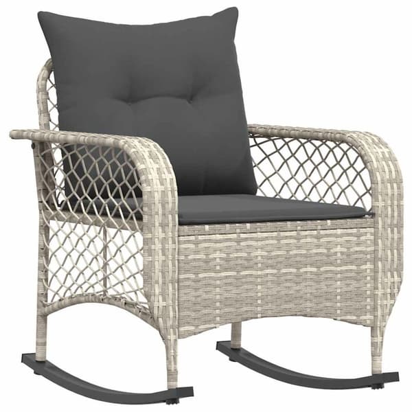 vidaXL udendørs gyngestol med hynder polyrattan lysegrå